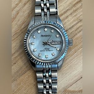 Armitron Ladies Watch Crystals Stainless Bracelet Day Date Window Luminous Hands